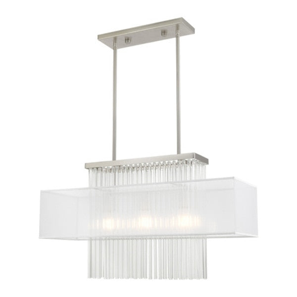 Alexis 3 Light Brushed Nickel Linear Chandelier