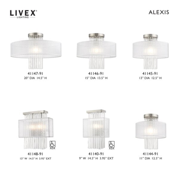 Alexis 3 Light Brushed Nickel Linear Chandelier