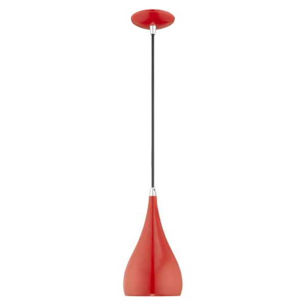 Metal Shade Mini Pendants 1 Light Shiny Red Mini Pendant