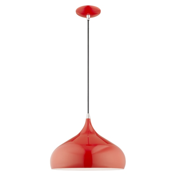 Metal Shade Mini Pendants 1 Light Shiny Red Mini Pendant