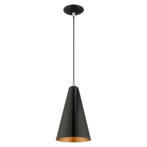 Metal Shade Mini Pendants 1 Light Shiny Black Mini Pendant
