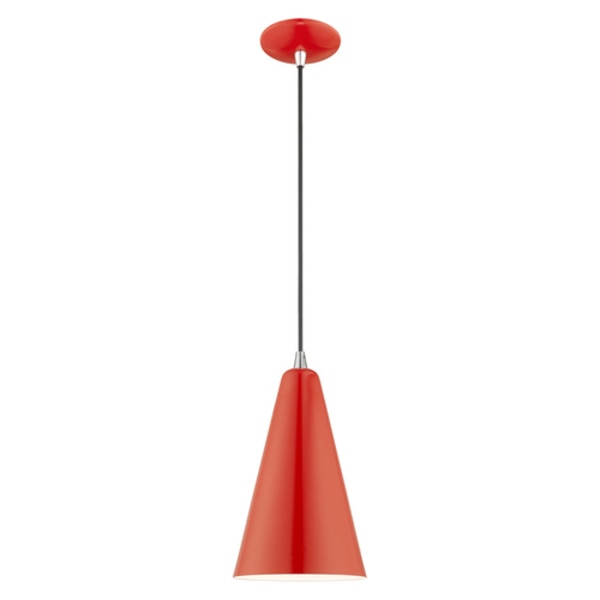 Metal Shade Mini Pendants 1 Light Shiny Red Mini Pendant