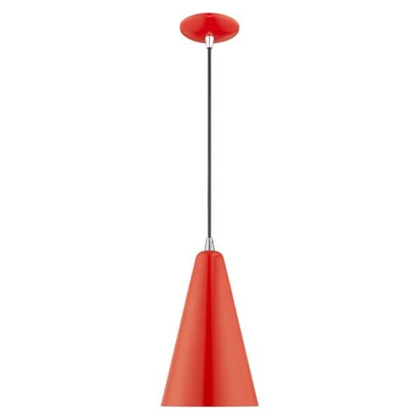 Metal Shade Mini Pendants 1 Light Shiny Red Mini Pendant