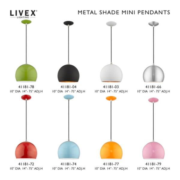 Metal Shade Mini Pendants 1 Light Brushed Aluminum Mini Pendant