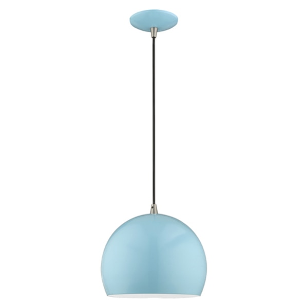 Metal Shade Mini Pendants 1 Light Shiny Baby Blue Mini Pendant