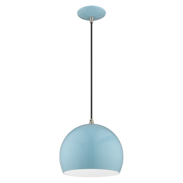 Metal Shade Mini Pendants 1 Light Shiny Baby Blue Mini Pendant