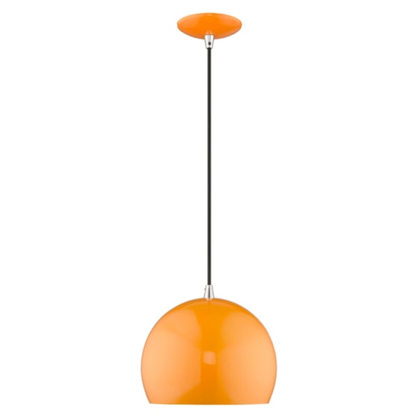 Metal Shade Mini Pendants 1 Light Shiny Orange Mini Pendant