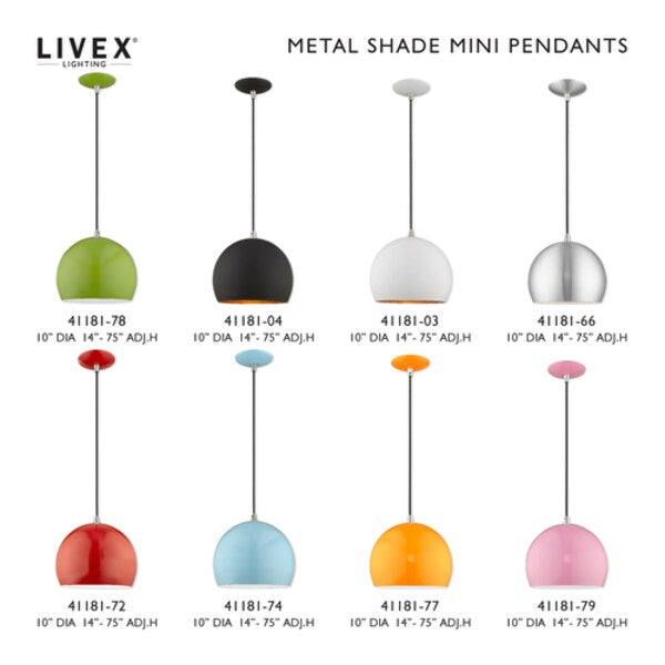 Metal Shade Mini Pendants 1 Light Shiny Apple Green Mini Pendant