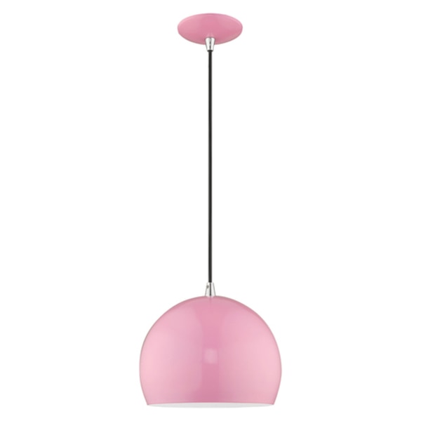 Metal Shade Mini Pendants 1 Light Shiny Pink Mini Pendant