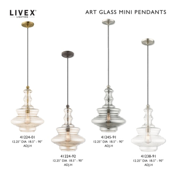 Art Glass Mini Pendants 1 Light English Bronze Mini Pendant