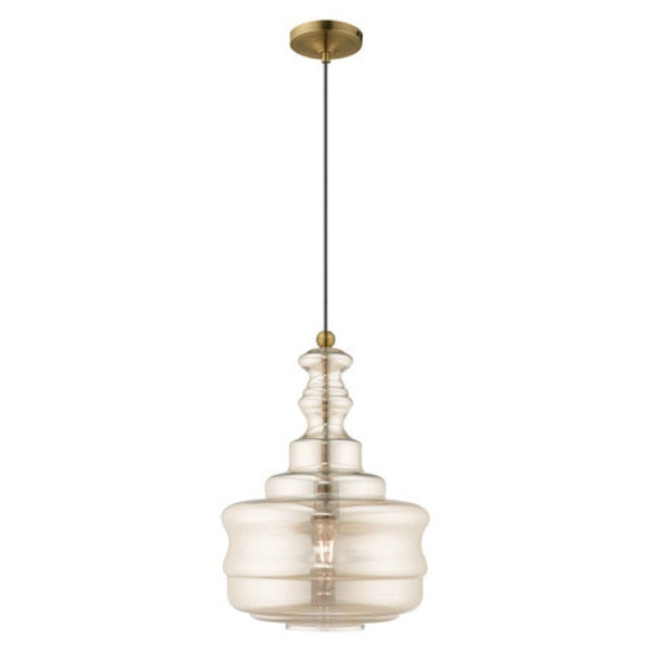 Art Glass Mini Pendants 1 Light Antique Brass Mini Pendant
