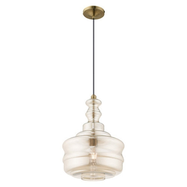 Art Glass Mini Pendants 1 Light Antique Brass Mini Pendant
