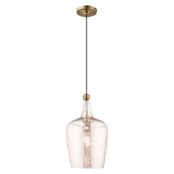 Art Glass Mini Pendants 1 Light Antique Brass Mini Pendant