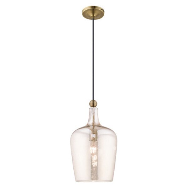 Art Glass Mini Pendants 1 Light Antique Brass Mini Pendant