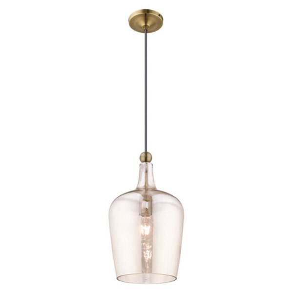 Art Glass Mini Pendants 1 Light Antique Brass Mini Pendant