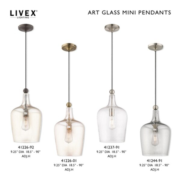 Art Glass Mini Pendants 1 Light Antique Brass Mini Pendant