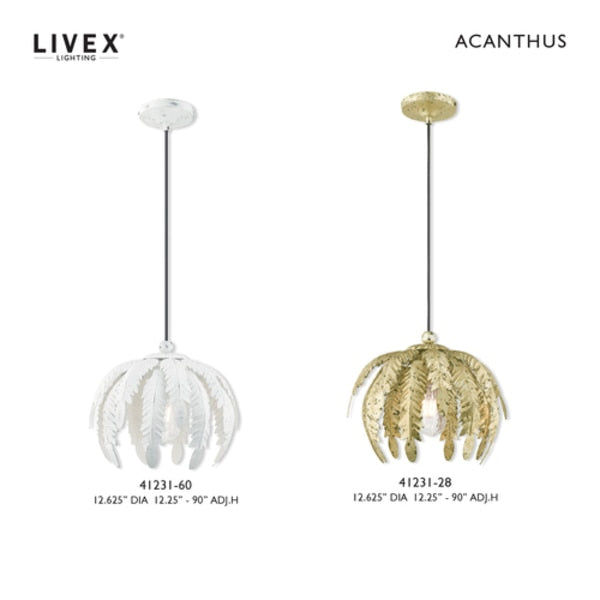 Acanthus 1 Light Winter Gold Mini Pendan
