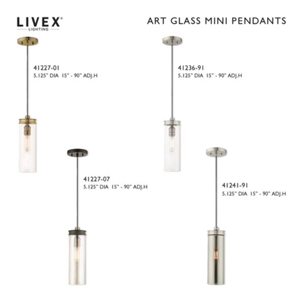 Art Glass Mini Pendants 1 Light Brushed Nickel Mini Pendant