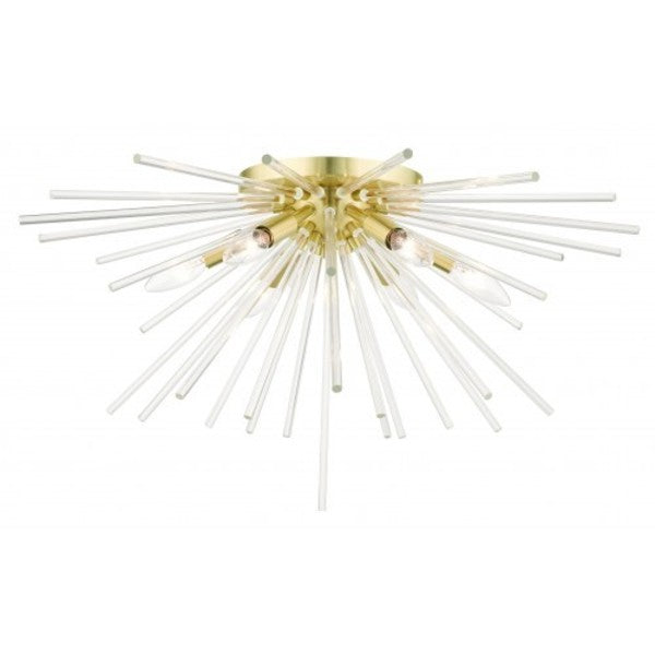 Satin BrassFlush Mount, 6 Light