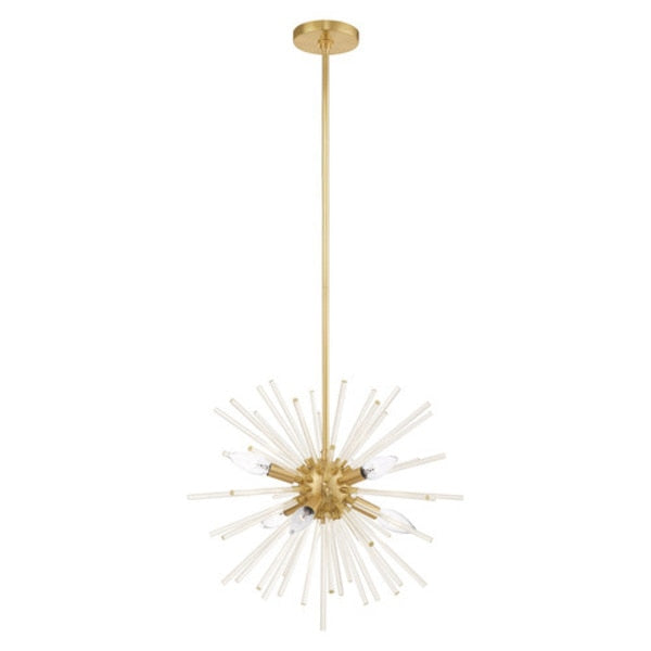 Utopia 6 Light Satin Brass Pendant Chandelier
