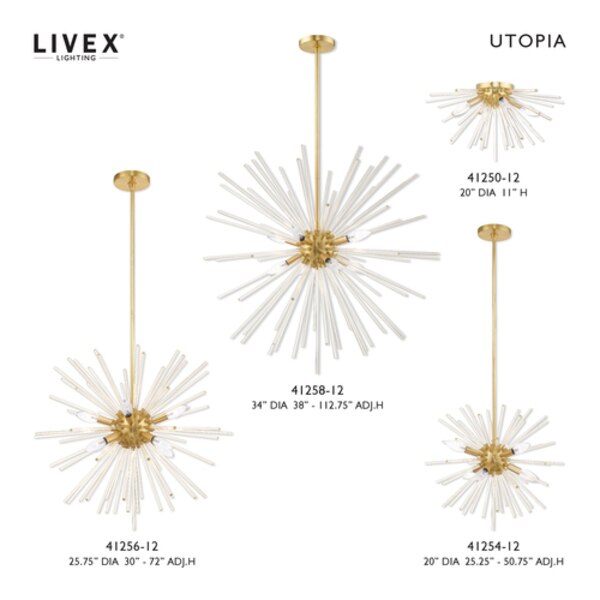 Utopia 8 Light Satin Brass Pendant Chandelier