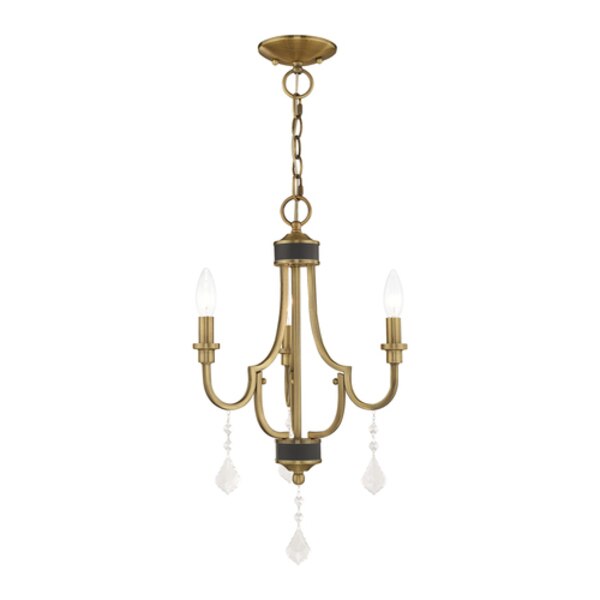 Glendale 3 Light Antique Brass Mini Chandelier
