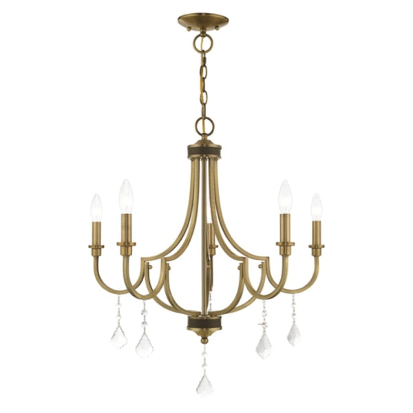 Glendale 5 Light Antique Brass Chandelier