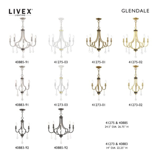Glendale 5 Light Antique Brass Chandelier
