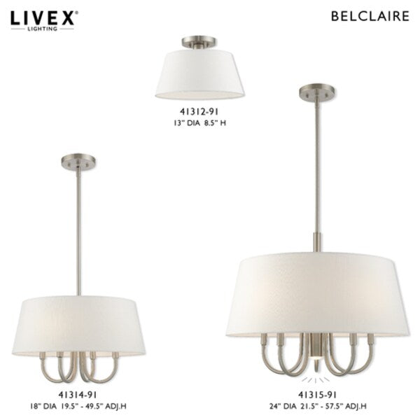 Belclaire 1 Light Brushed Nickel Ceiling