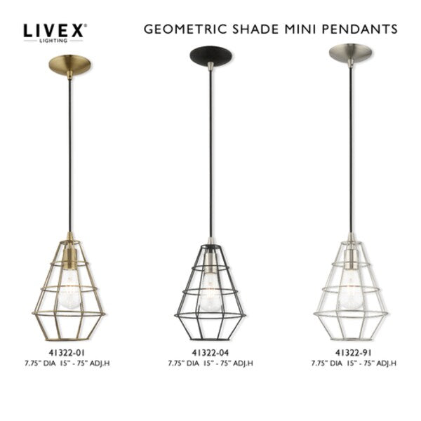 Geometric Shade Mini Pendants 1 Light Antique Brass Mini Pendant
