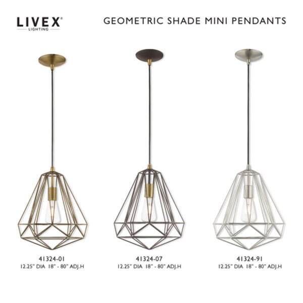 Geometric Shade Mini Pendants 1 Light Bronze Mini Pendant