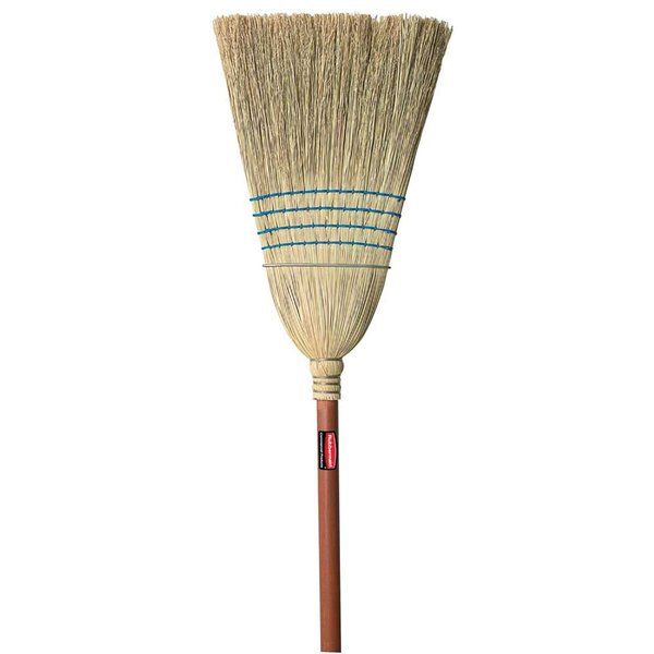 12 1/2 in Sweep Face Broom, Stiff, Natural, Blue, 38