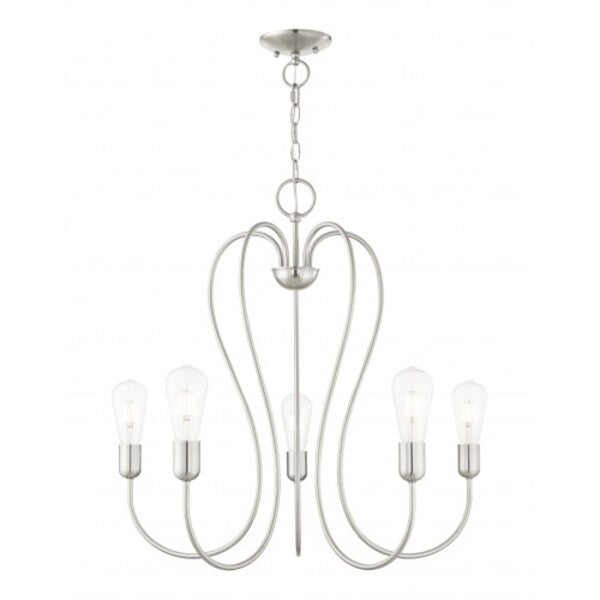Brushed Nickel Chandelier, 5 Light