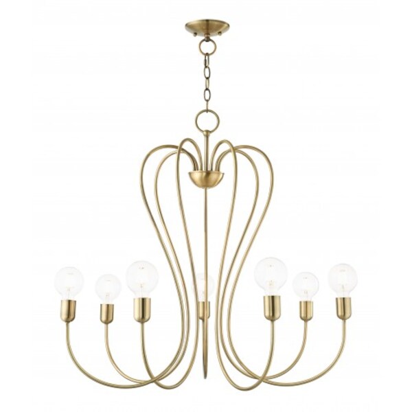 Antique Brass Chandelier, 7 Light