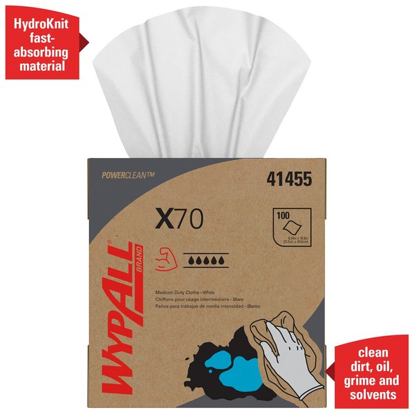 Dry Wipe, X70, Extended Use Reusable Cloth, Pop Up Box, 8 1/4 x 16 3/4 in, 100 Sheets