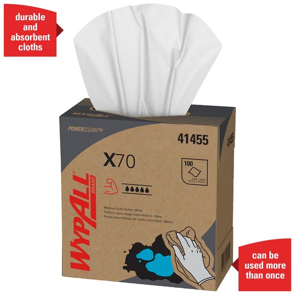 Dry Wipe, X70, Extended Use Reusable Cloth, Pop Up Box, 8 1/4 x 16 3/4 in, 100 Sheets