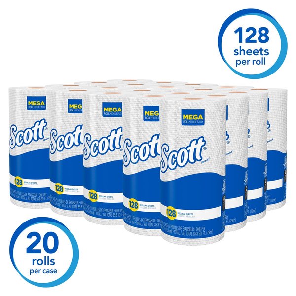 Perforated Paper Towel, 1 Ply, 128 Sheets, White, 20 PK