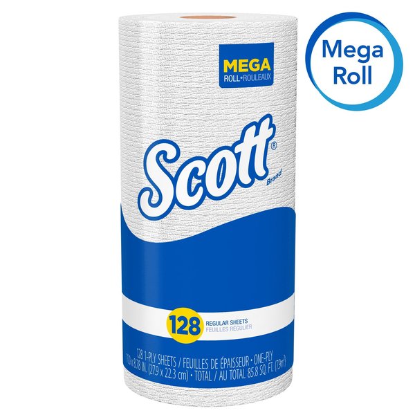 Perforated Paper Towel, 1 Ply, 128 Sheets, White, 20 PK