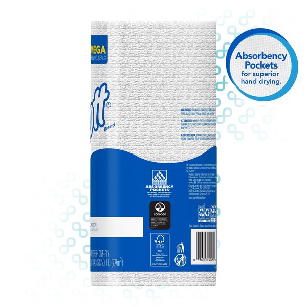 Perforated Paper Towel, 1 Ply, 128 Sheets, White, 20 PK