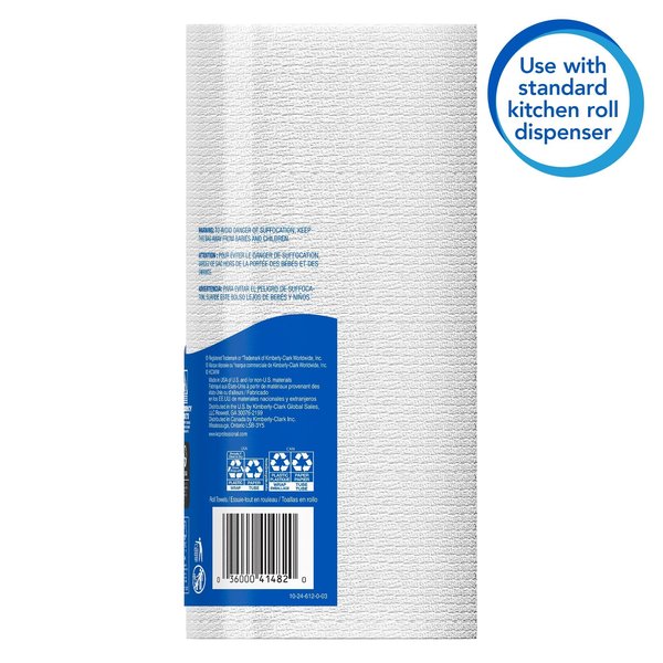 Perforated Paper Towel, 1 Ply, 128 Sheets, White, 20 PK