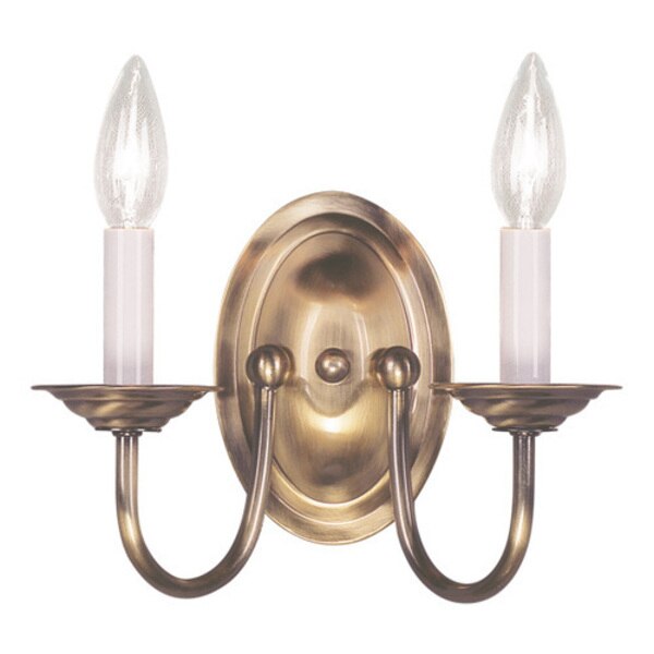 Home Basics 2 Light Antique Brass Wall Sconce