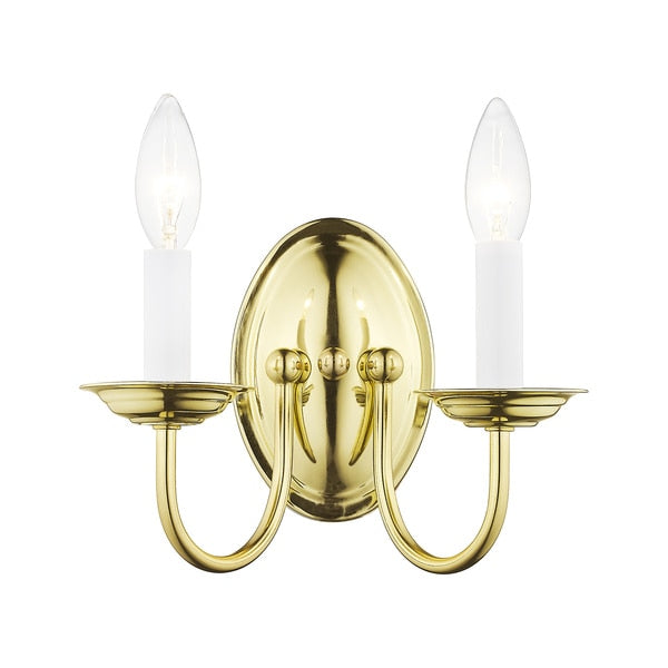Home Basics 2 Light Polished Brass Wall Sconce
