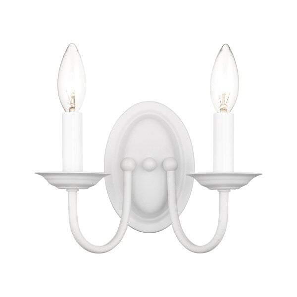 Home Basics 2 Light White Wall Sconce