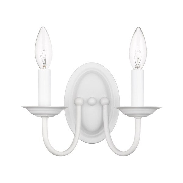Home Basics 2 Light White Wall Sconce