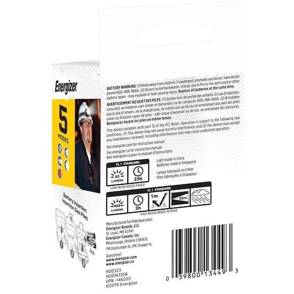 ENERGIZER 250 Lumens, LED Gray Headlamp