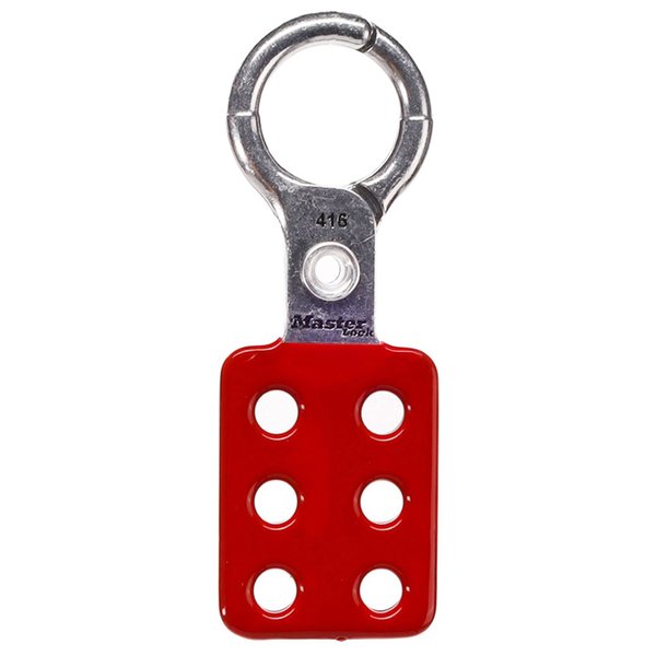 Lockout Tagout Safety Hasp, Snap-On, 1 in Jaw Clearance, Aluminum, Red