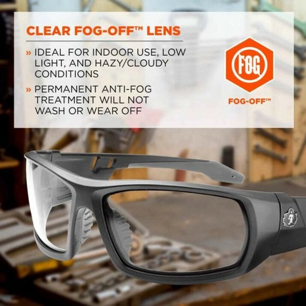 Safety Glasses, Traditional Clear PC Decenter Lens, Scratch-Resistant