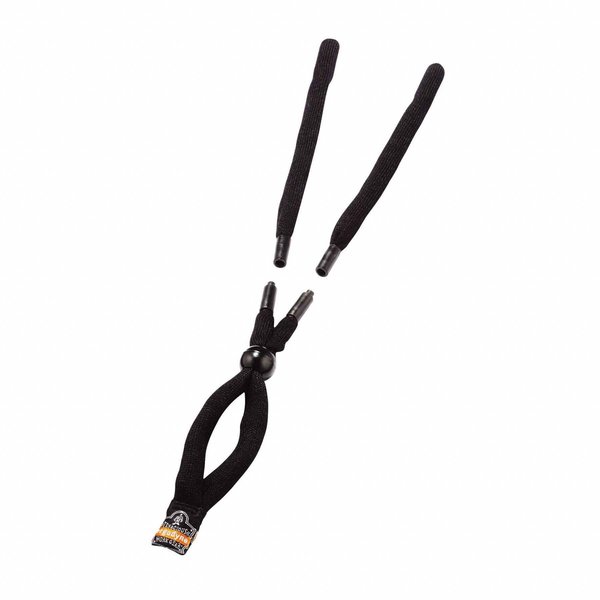 Breakaway Eyewear Lanyard, 12 in Length, Metal Detectable, Cotton, Slip On, Adjustable, Black