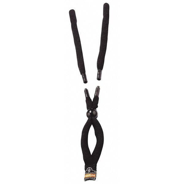 Breakaway Eyewear Lanyard, 12 in Length, Metal Detectable, Cotton, Slip On, Adjustable, Black