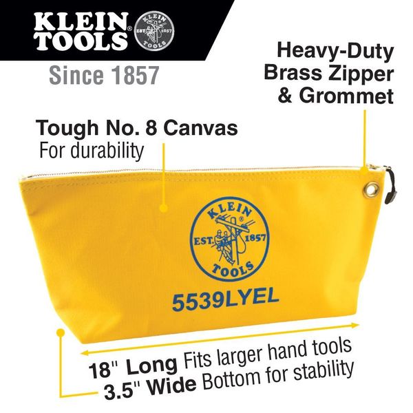 Canvas Bag with Zipper, Large Yellow, Canvas, Yellow